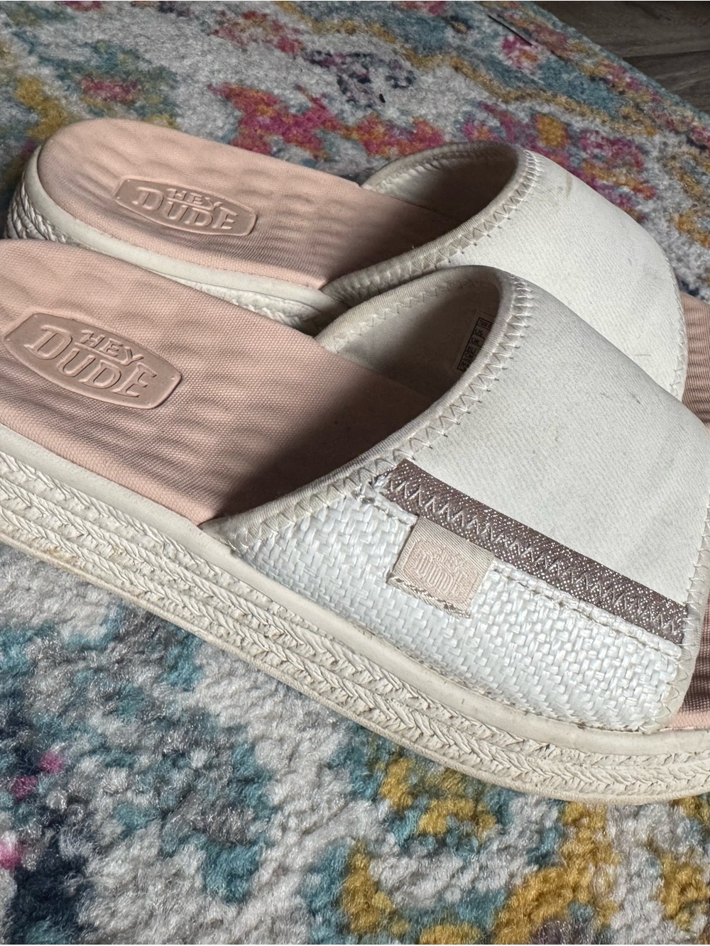 Hey Dude Women’s Slip-On Mules in Cream and Blush